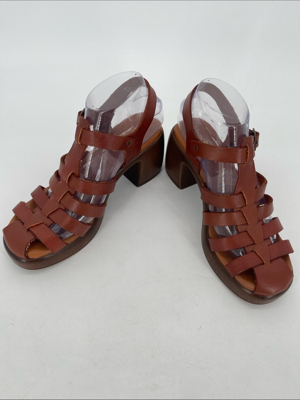 Bertuchi Brown Leather Heels Ankle Strap Women Size 39/8